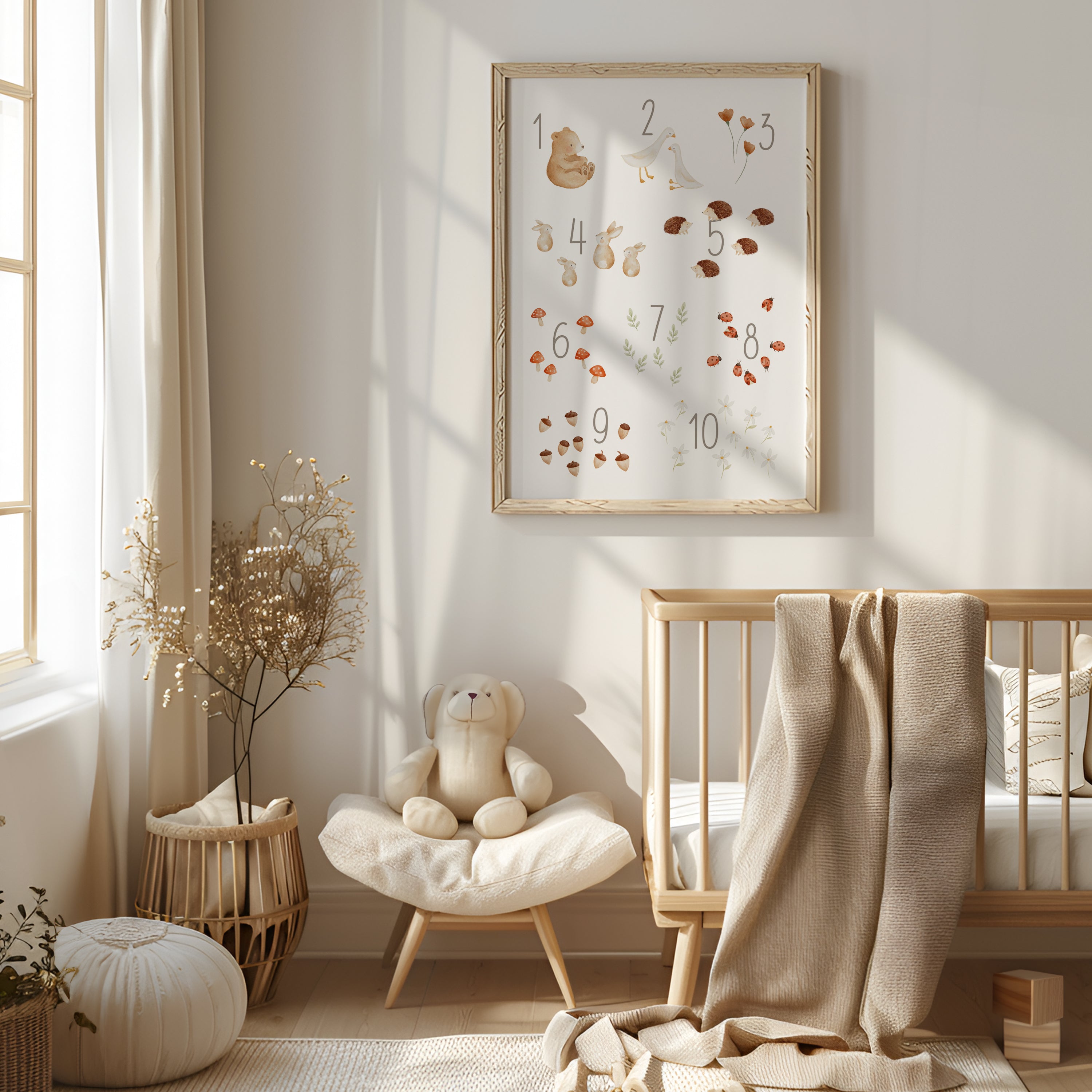Zahlenposter 1–10 Tiere &amp; Natur / A5, A4, A3