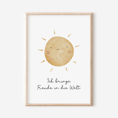 Poster Sonne &quot;Ich bringe Freude in die Welt&quot; / A4 &amp; A3