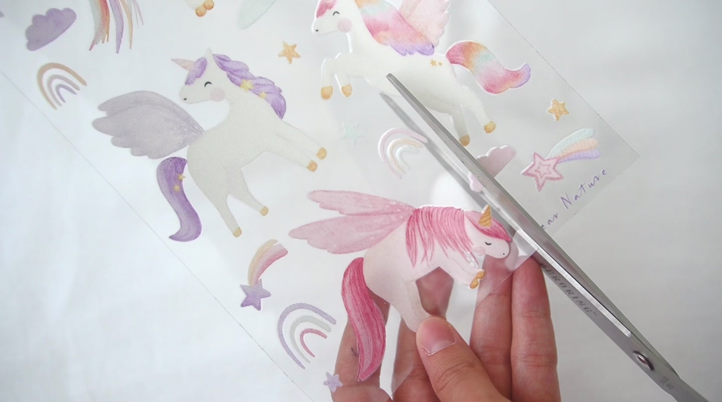 Einhorn Aufkleber randlos für Trinkflasche &amp; Brotdose / A5-Set
