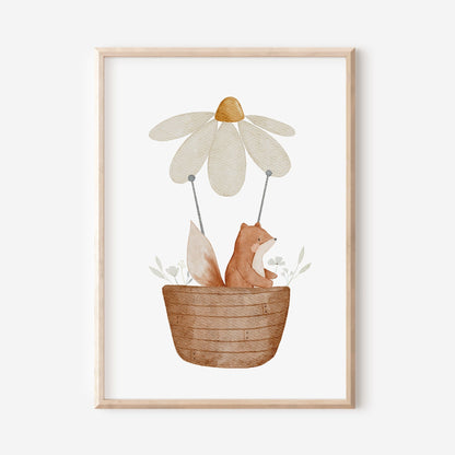 Poster Heißluftballonfuchs Fanny / A4 &amp; A3