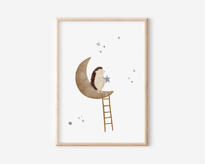Poster 4er Set Tiere im Weltall / A4 &amp; A3