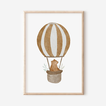 Poster Heißluftballonbär Bero / A4 &amp; A3