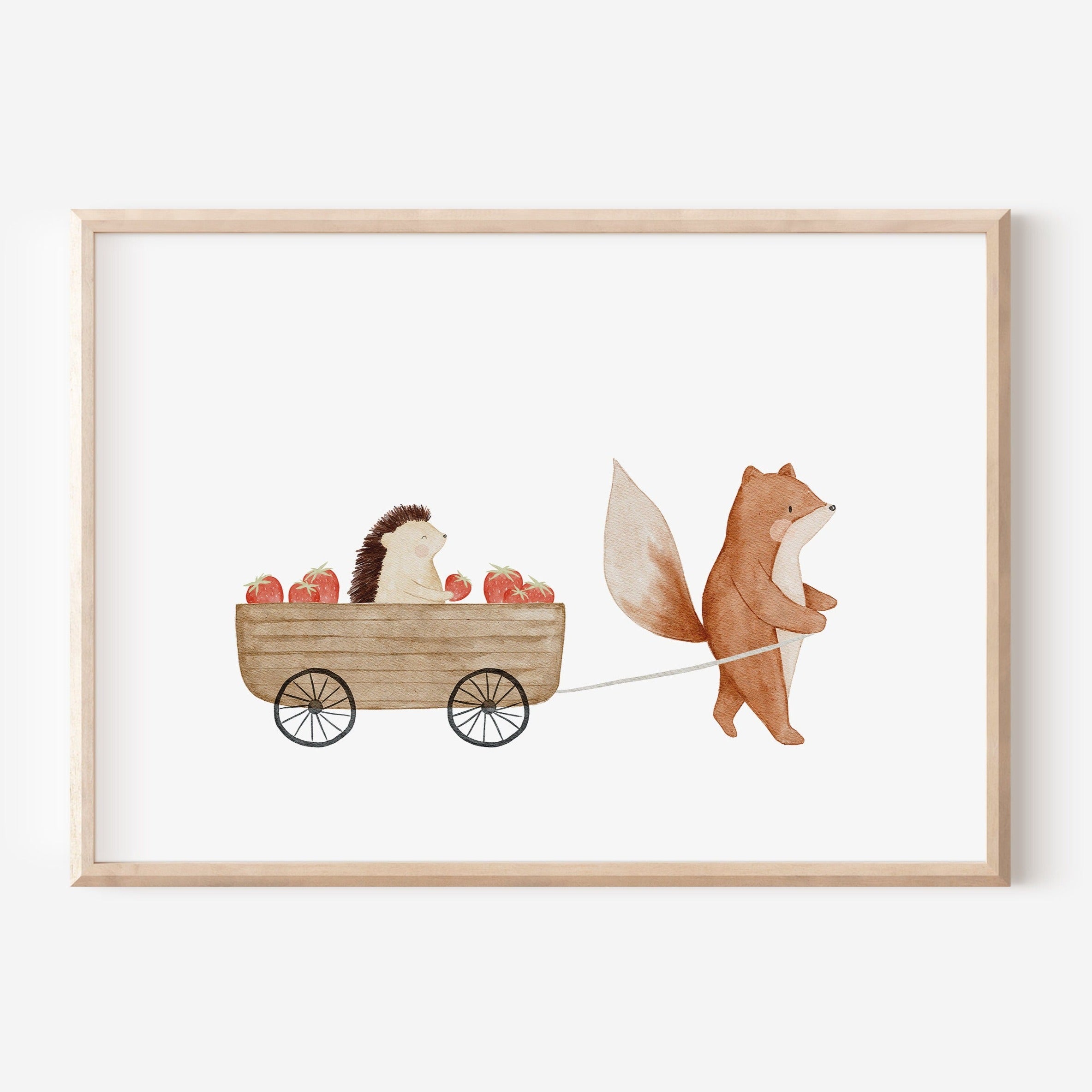 Poster Fuchs Fanny und Erdbeerigel Ida / A4 &amp; A3