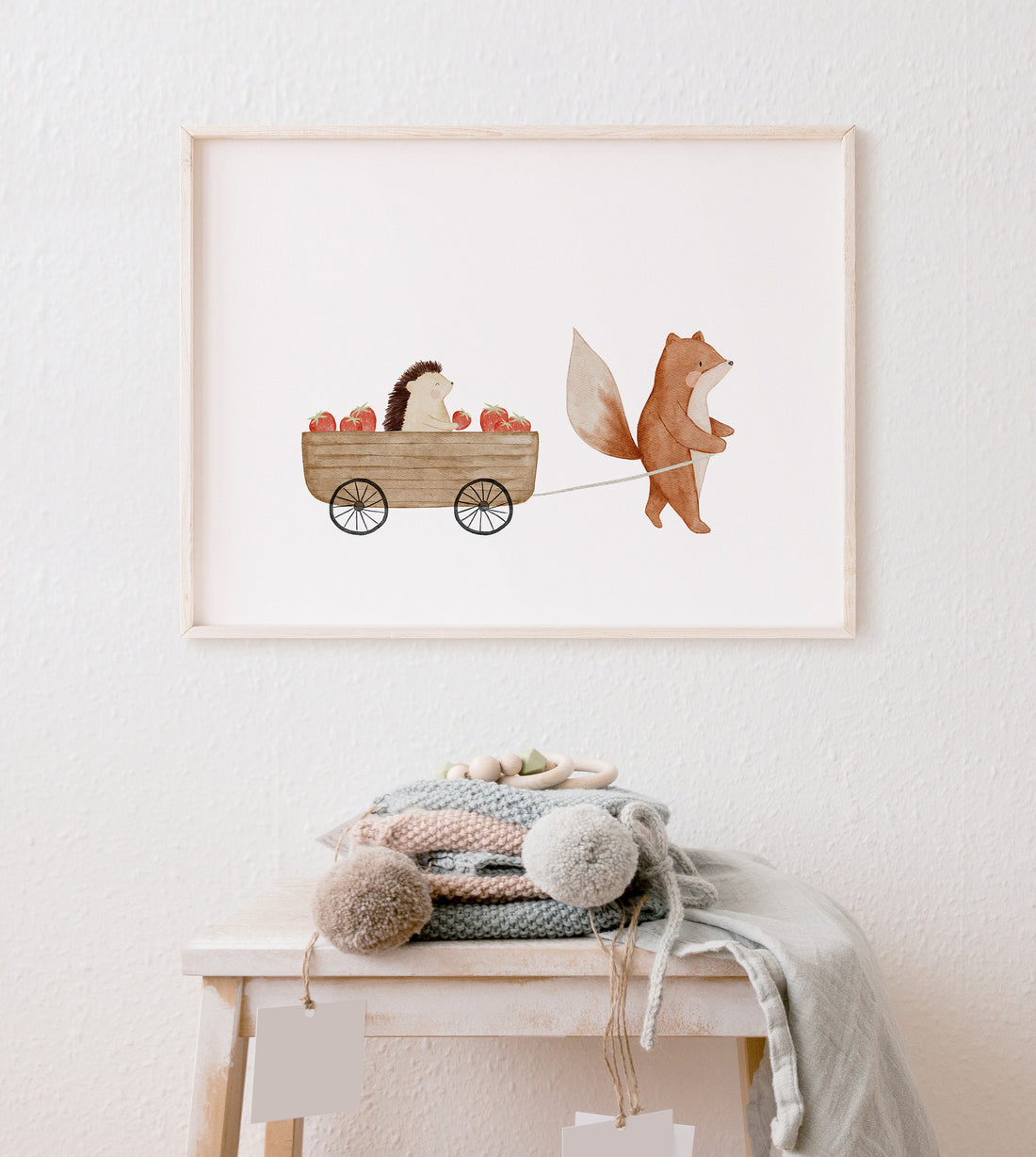 Poster Fuchs Fanny und Erdbeerigel Ida / A4 &amp; A3