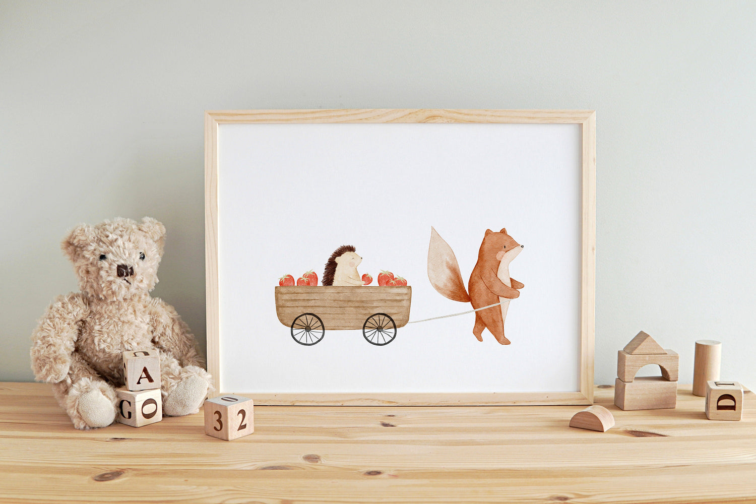 Poster Fuchs Fanny und Erdbeerigel Ida / A4 &amp; A3
