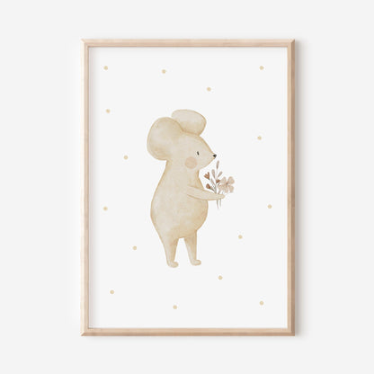 Poster Blumenmaus Mila / A4 &amp; A3