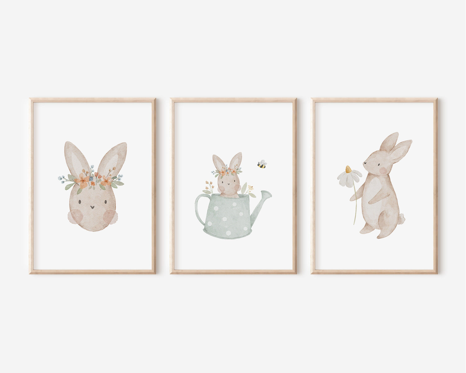 Poster Hase mit Blumenkranz / A4 &amp; A3