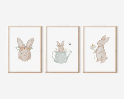 Poster Hase mit Blumenkranz / A4 &amp; A3
