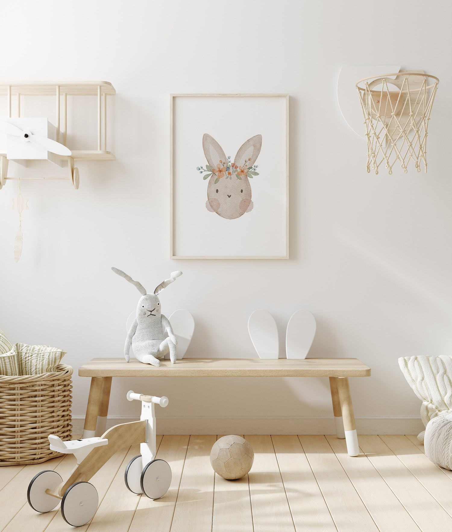 Poster Hase mit Blumenkranz / A4 &amp; A3