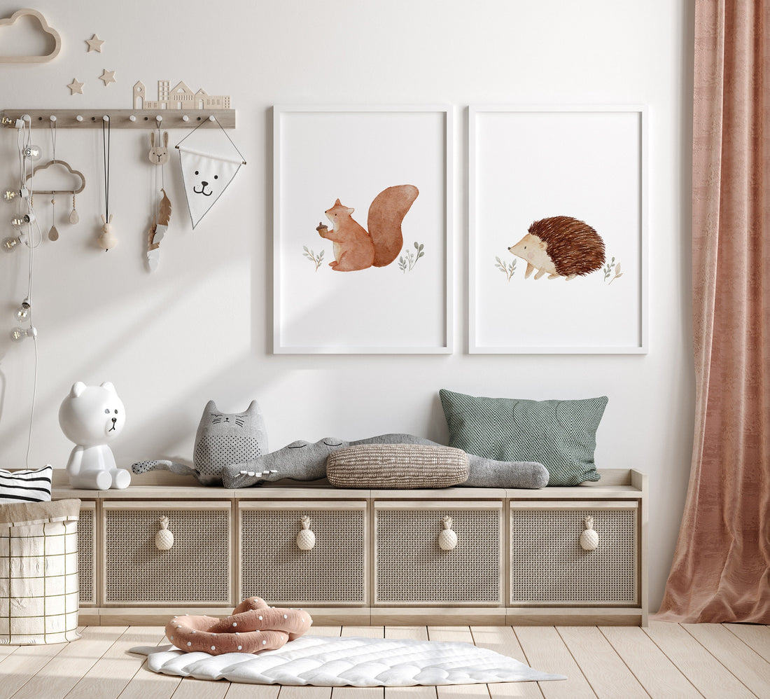 Poster Set Eichhörnchen und Igel / A4 &amp; A3