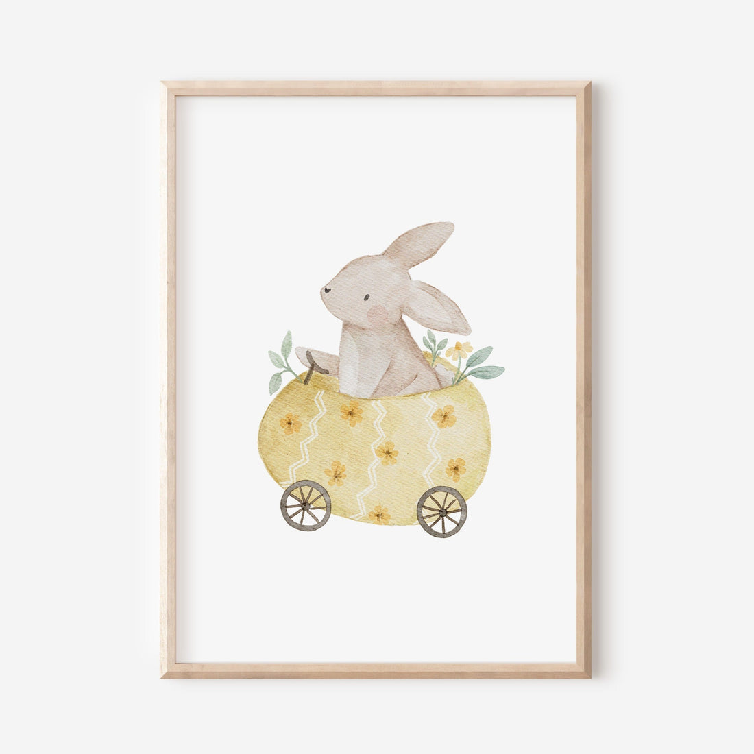 Poster Hase im Ei-Auto / A4 &amp; A3