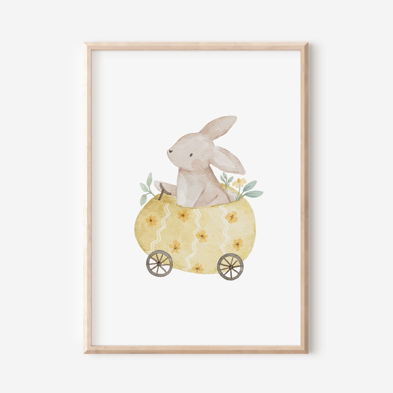 Poster Hase im Ei-Auto / A4 &amp; A3