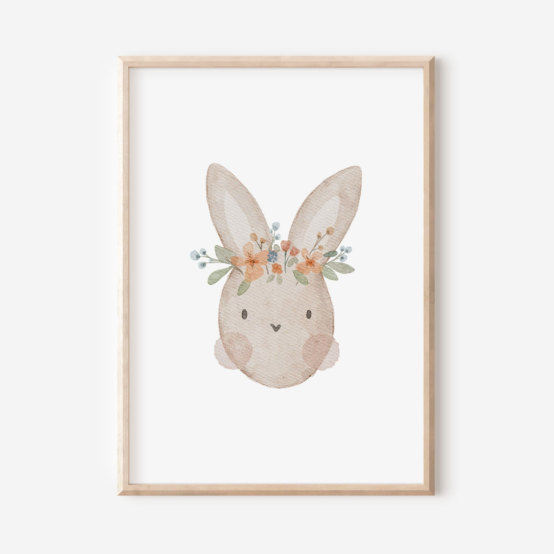 Poster Hase mit Blumenkranz / A4 &amp; A3