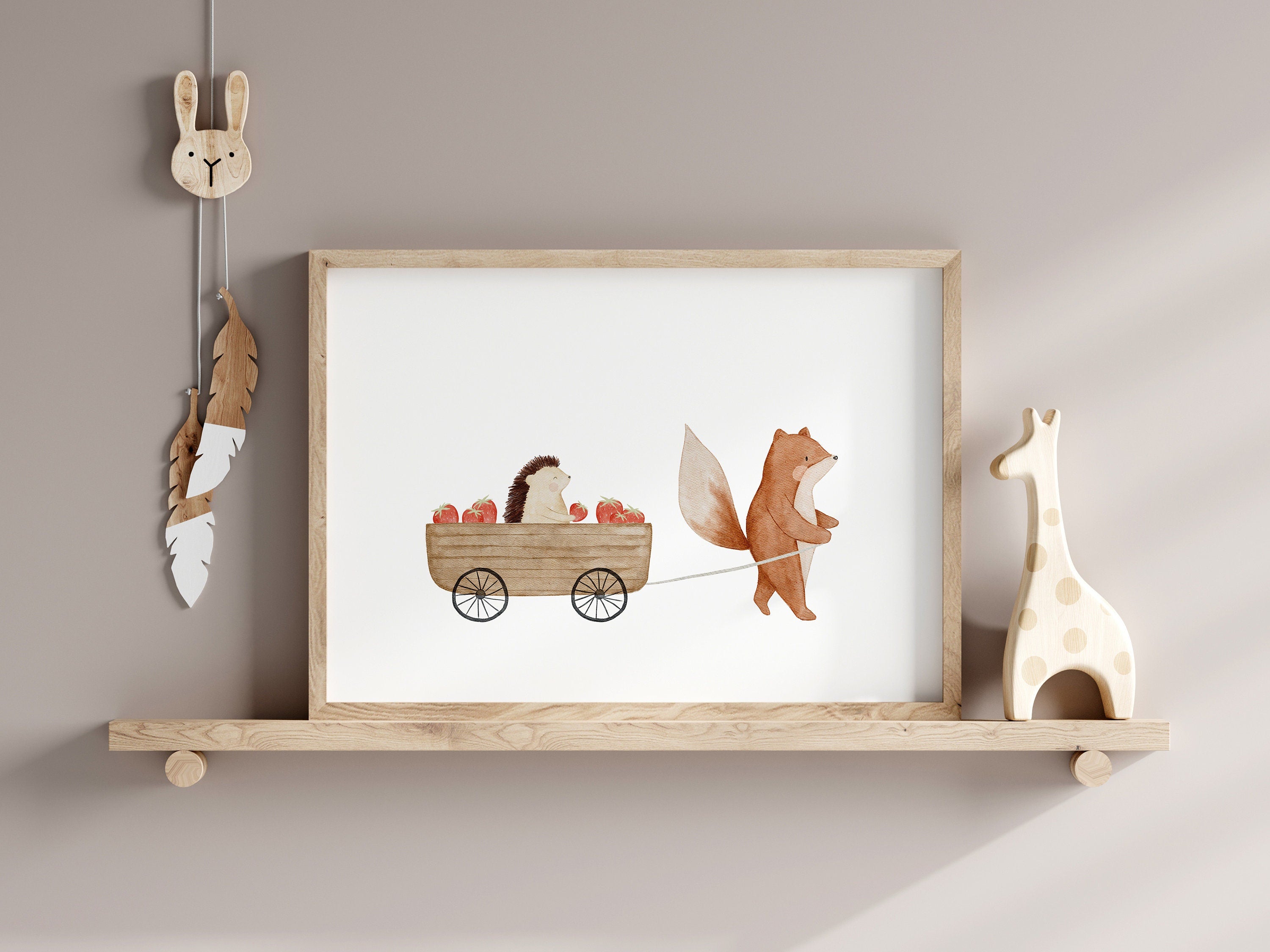 Poster Fuchs Fanny und Erdbeerigel Ida / A4 &amp; A3