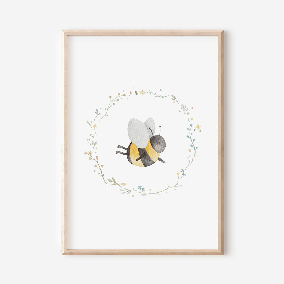 Poster Biene im Blumenkranz / A4 &amp; A3