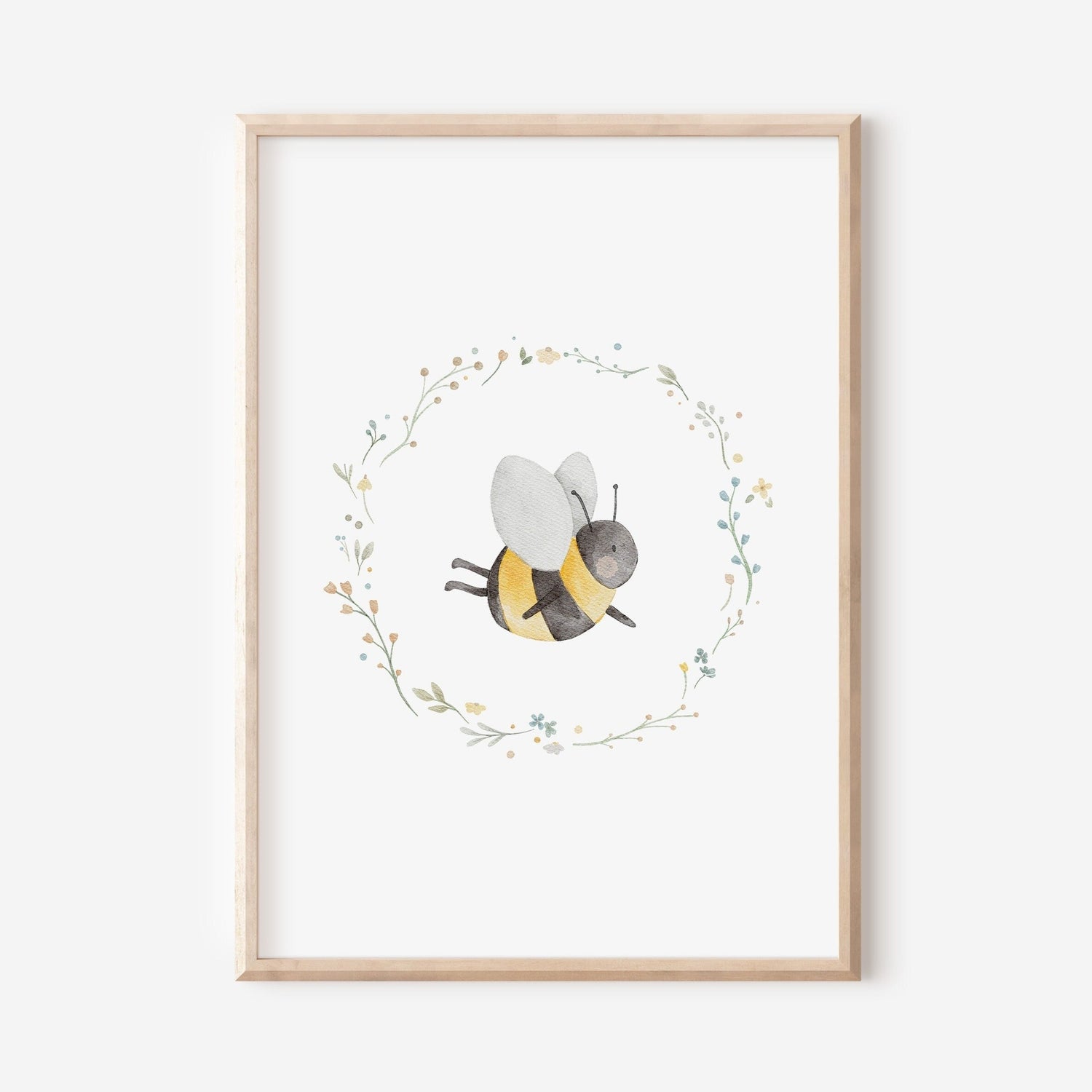 Poster Biene im Blumenkranz / A4 &amp; A3