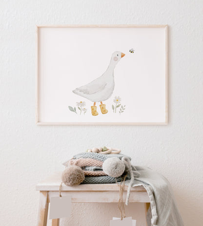 Poster Gans mit Schuhen / A4, A3 &amp; A2