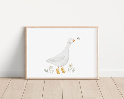 Poster Gans mit Schuhen / A4, A3 &amp; A2