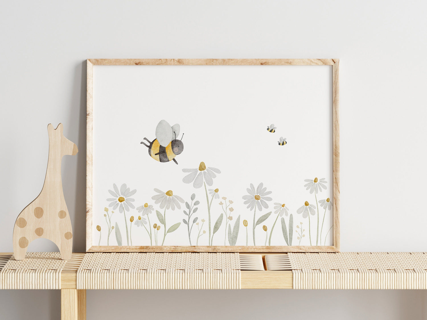 Poster Blumenwiese mit Bienen / A4 &amp; A3