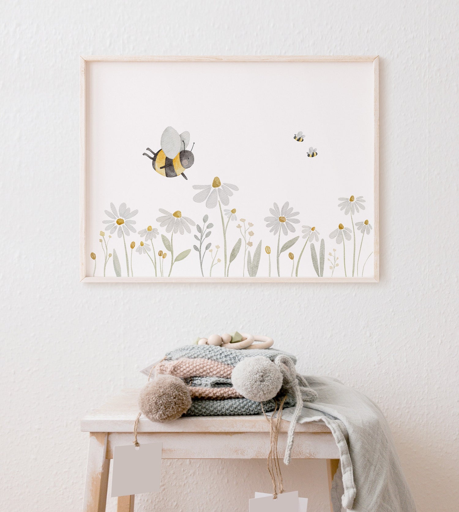 Poster Blumenwiese mit Bienen / A4 &amp; A3