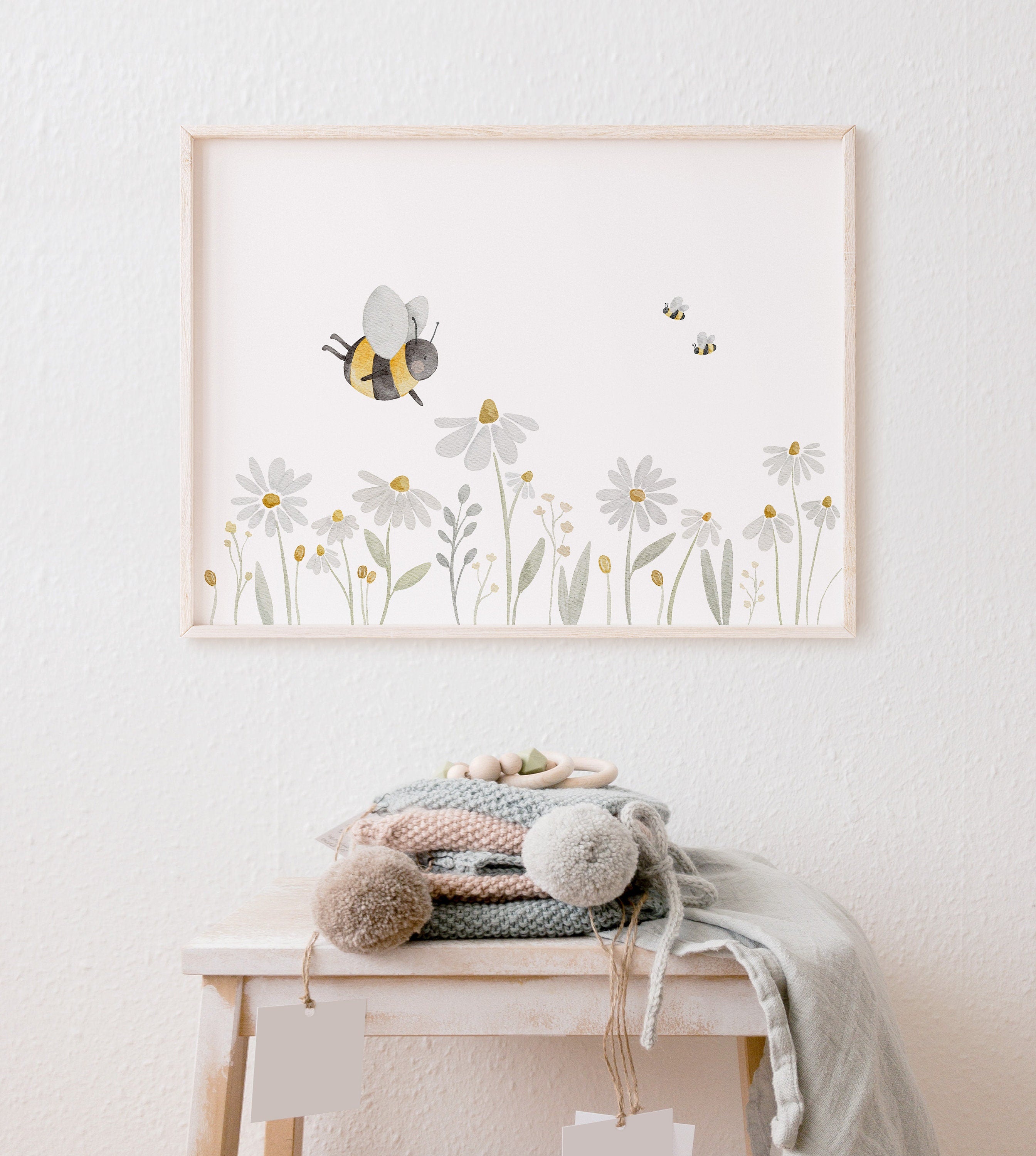 Poster Blumenwiese mit Bienen / A4 &amp; A3