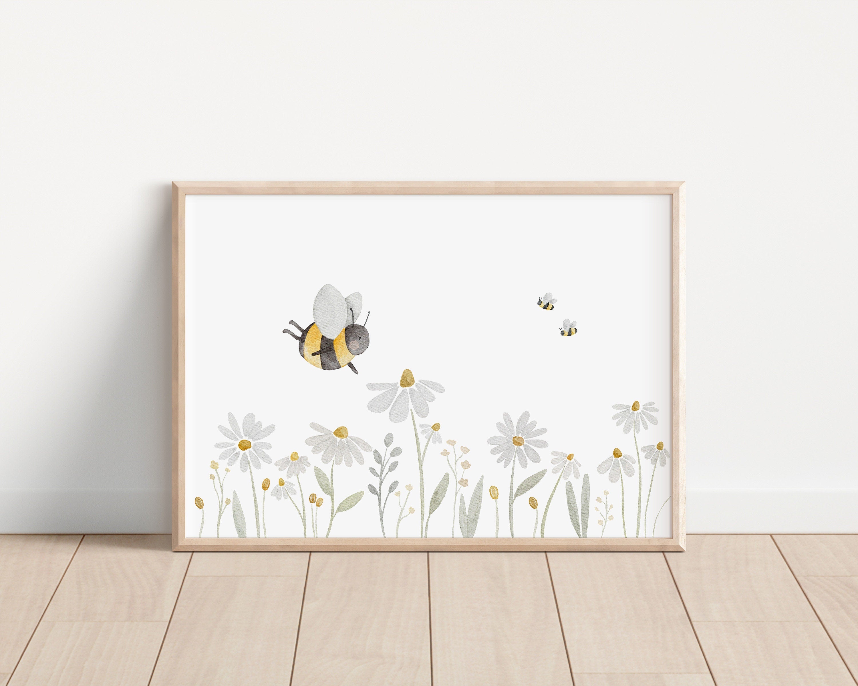 Poster Blumenwiese mit Bienen / A4 &amp; A3