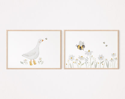 Poster Blumenwiese mit Bienen / A4 &amp; A3