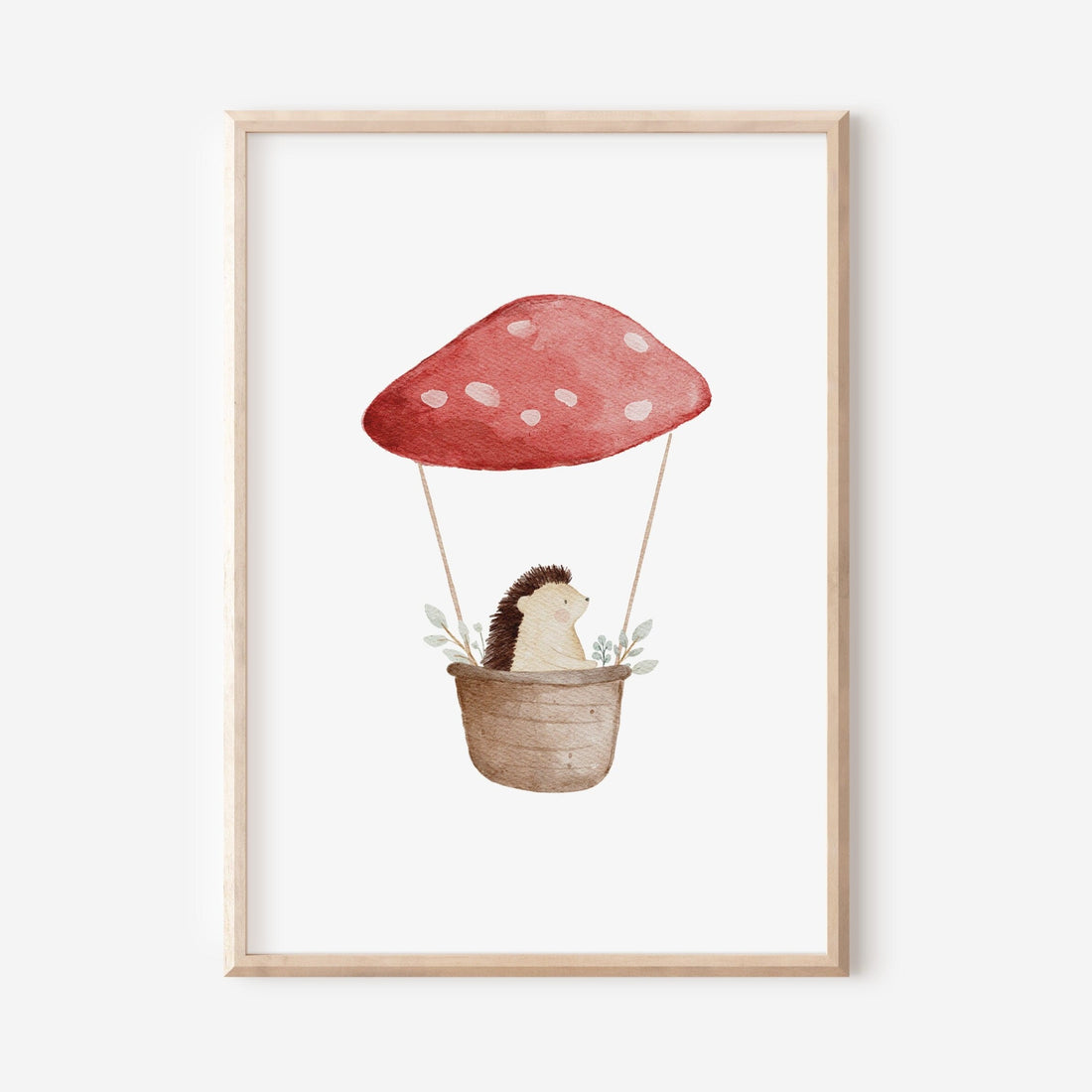 Poster Igel im Pilzheißluftballon / A4 &amp; A3