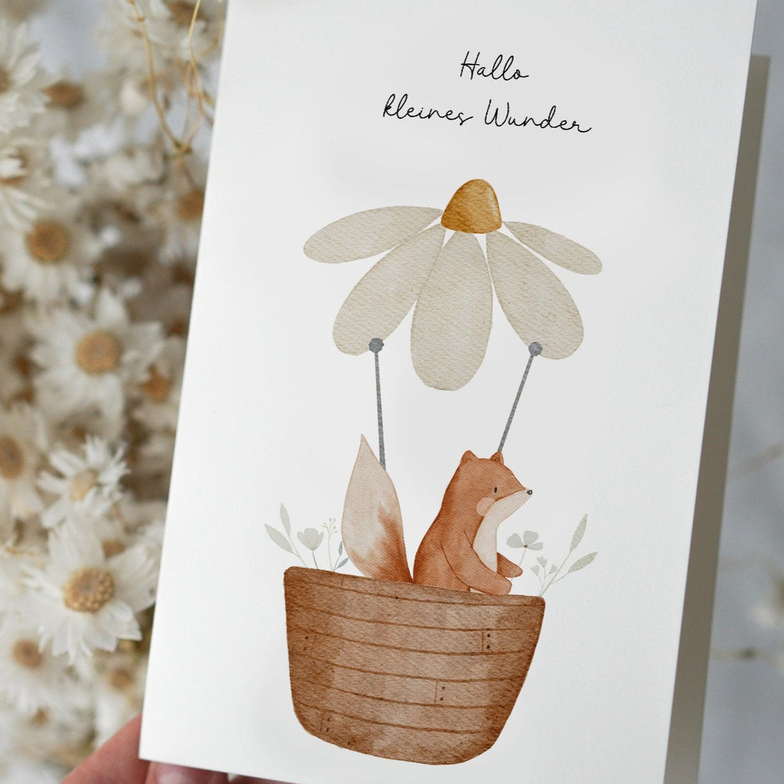 Karte mit Fuchs "Hallo kleines Wunder"