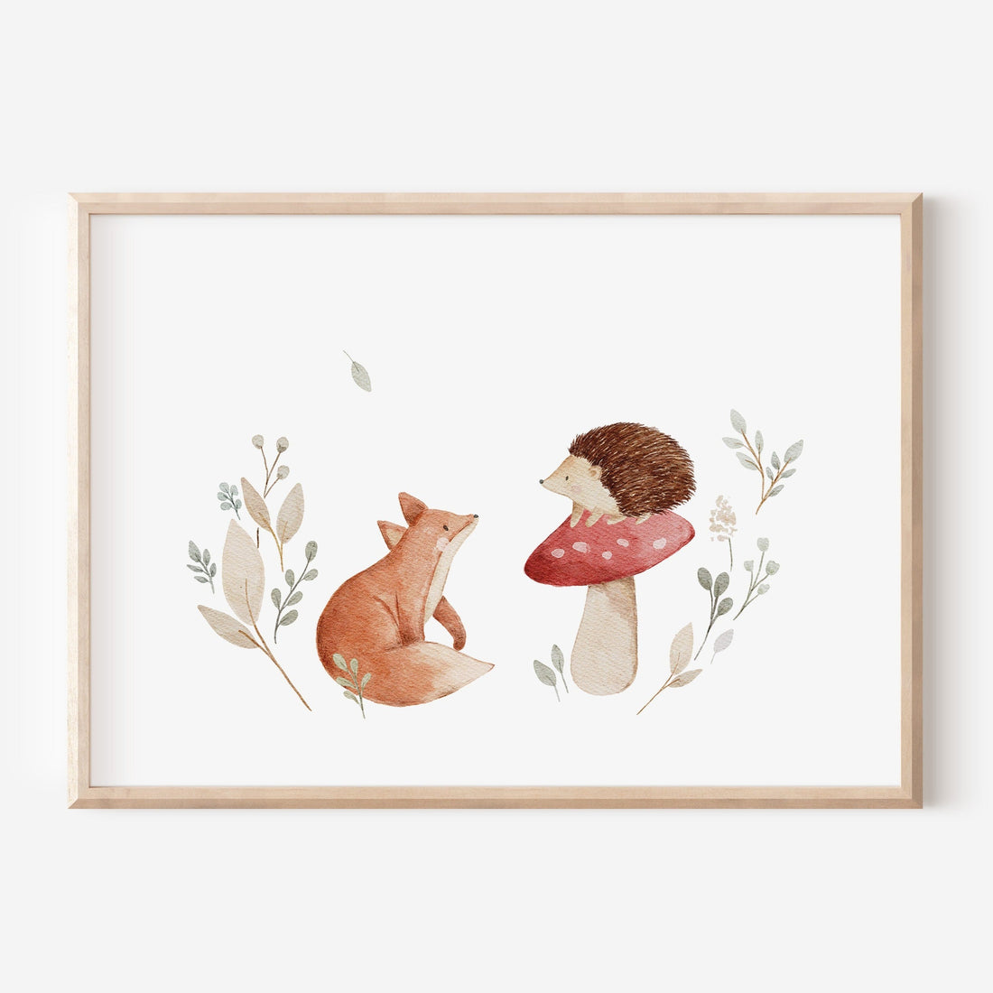 Poster Fuchs und Igel im Wald / A4 & A3