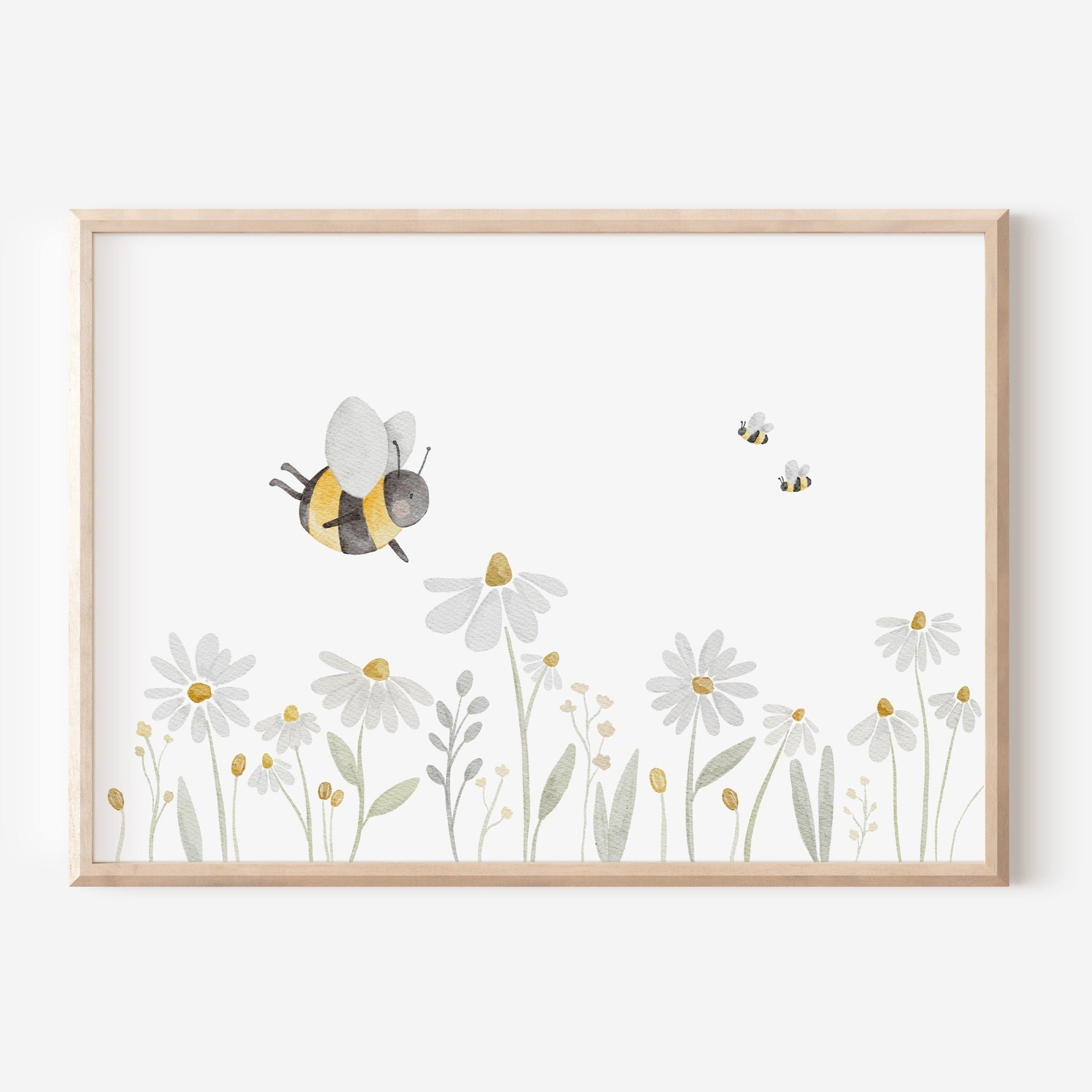 Poster Blumenwiese mit Bienen / A4 &amp; A3