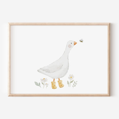 Poster Gans mit Schuhen / A4, A3 &amp; A2