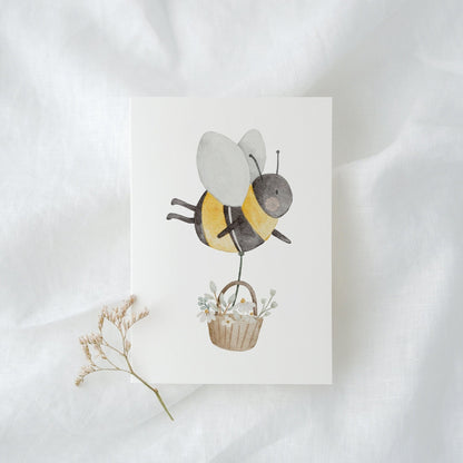 Karte Biene mit Blumenkorb