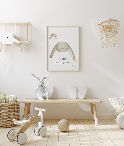 Poster Hase &quot;Ich werde immer geliebt&quot; / A4 &amp; A3