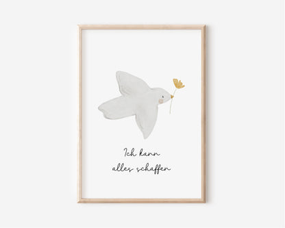 Poster Vogel &quot;Ich kann alles schaffen&quot; / A4 &amp; A3