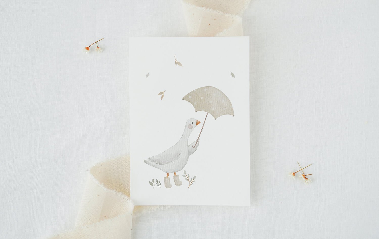 Karte Gans mit Regenschirm