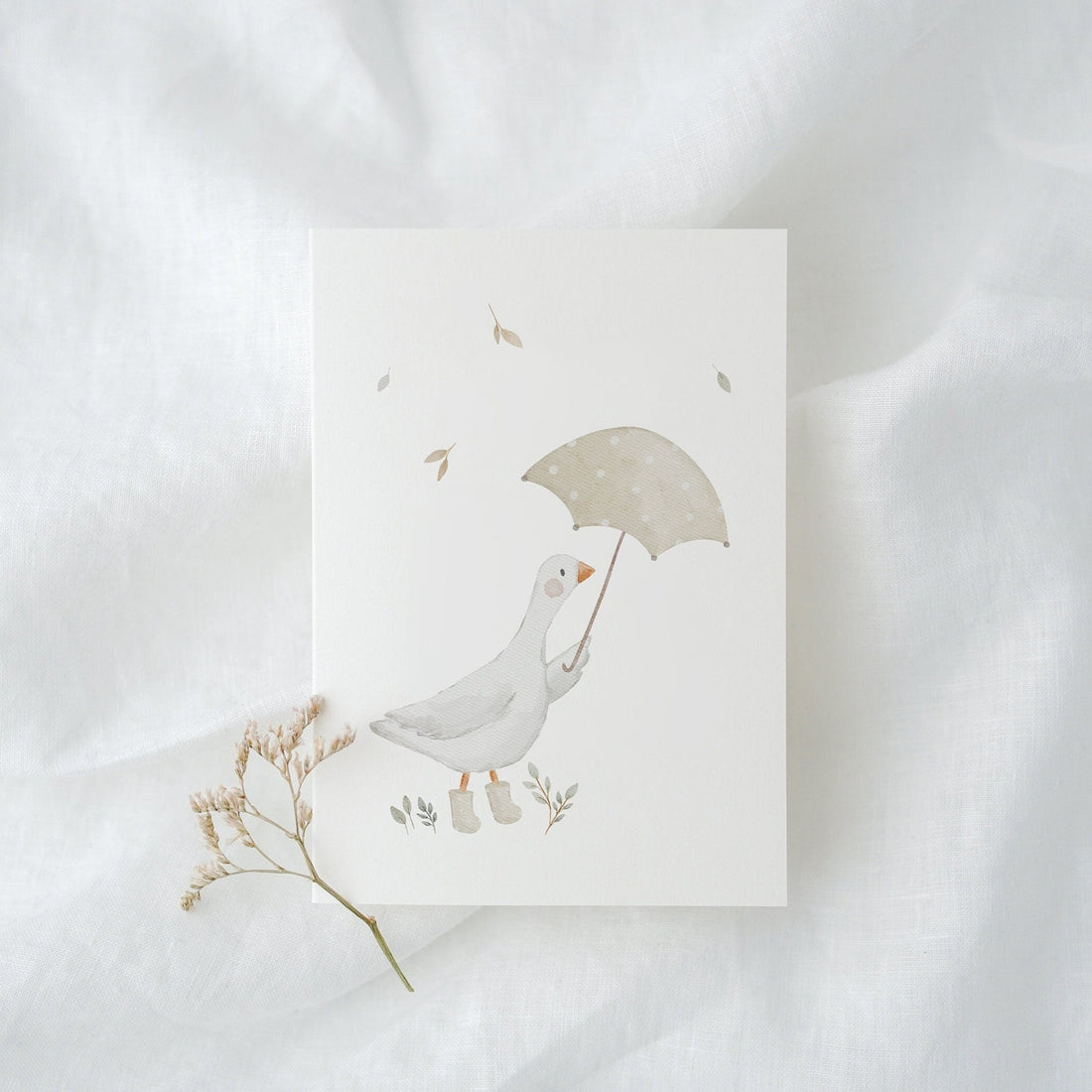 Karte Gans mit Regenschirm