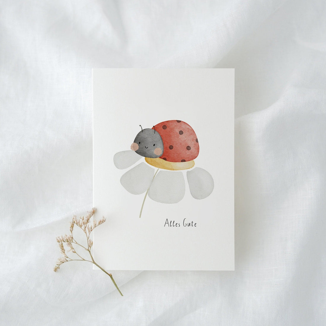 Karte Marienkäfer "Alles Gute"