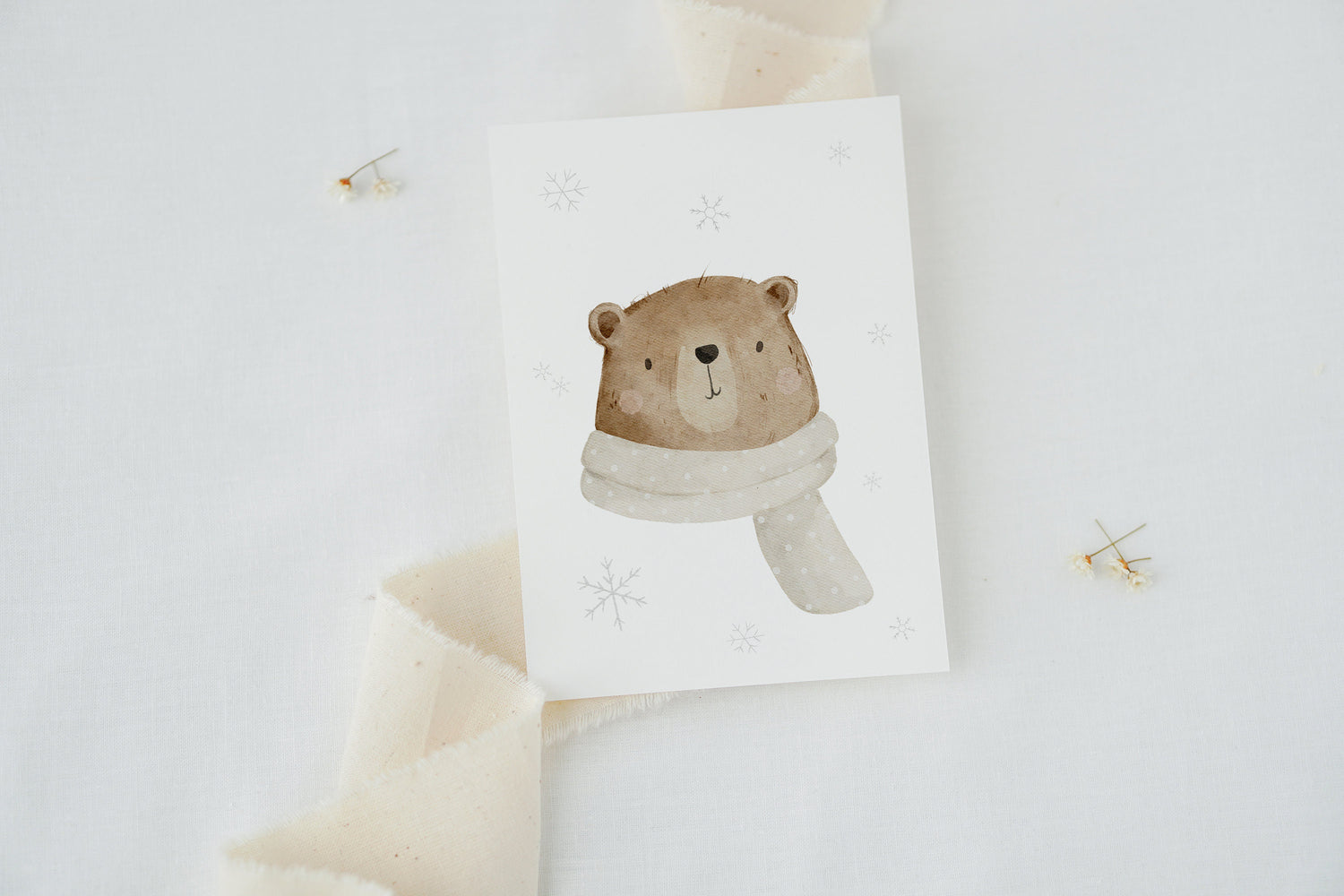 Weihnachtskarte Bär mit Schal